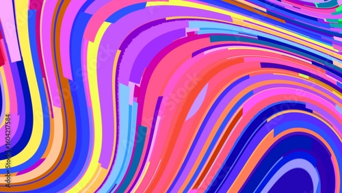 Colorful Wave Abstraction: A dynamic, vibrant abstract composition featuring fluid, swirling lines of rich hues, embodying artistic flair and chromatic harmony.