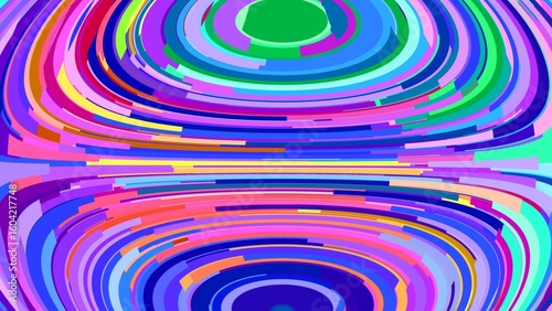 Psychedelic Swirls: A vibrant, multi-colored display of concentric circles and abstract, flowing lines, creating a mesmerizing, energetic, and visually captivating visual.