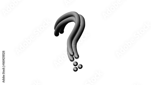 Intriguing Inquiry: A meticulously crafted question mark, composed of sleek, flowing lines and subtle gradients, poised against a stark, minimalistic background.