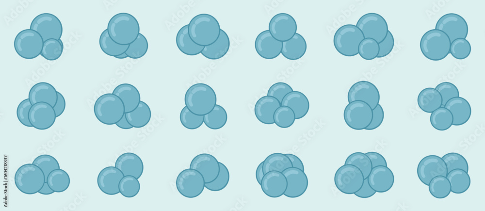 Fototapeta premium Collection of blue oval shapes clustered together representing bacteria or cells