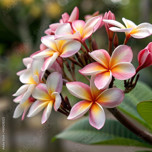 A front view of an elegant perfume bottle surrounded by colorful flowers.