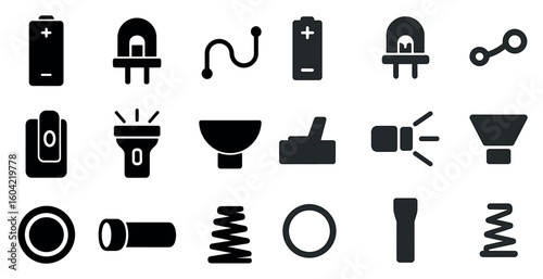 Electronics and gadgets solid icons set – tech, devices, silhouette symbols