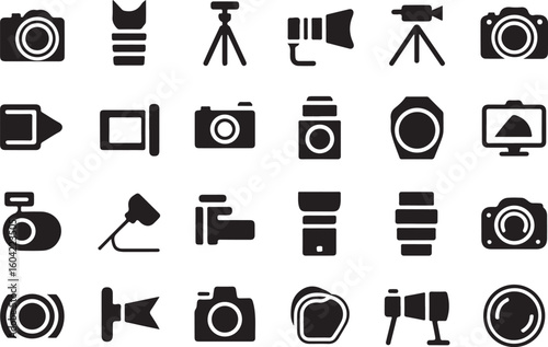 Collection of photography equipment icons and symbols