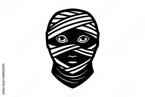 Creepy Mummy Face with Loose Bandage – Spooky Undead Horror Art