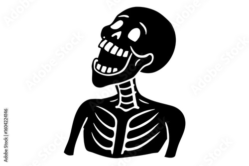 Creepy Skeleton Laughing with Rattling Jaw – Spooky Halloween Art