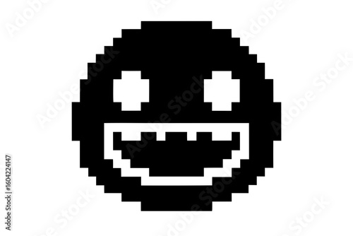 Retro 8-Bit Pixel Face with Blocky Smile - Classic Game Art Style