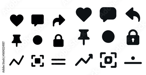 Business communication icon set – solid, filled, office and network symbols