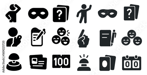 Surveillance and security icons set – solid, filled, monitoring and safety symbols