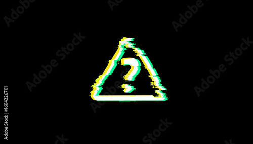 Quiz question mark symbol on analog screen modern glitch