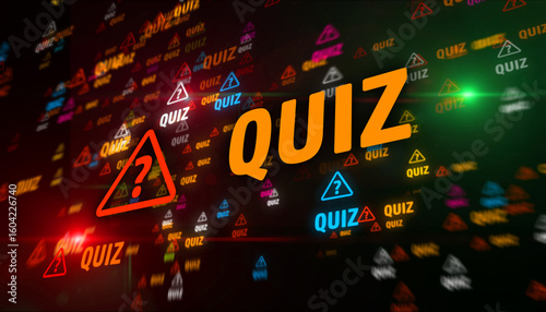 Quiz question mark symbol tunnel effect fly between