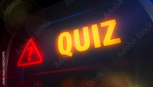 Quiz question mark symbol light flashing on digital display