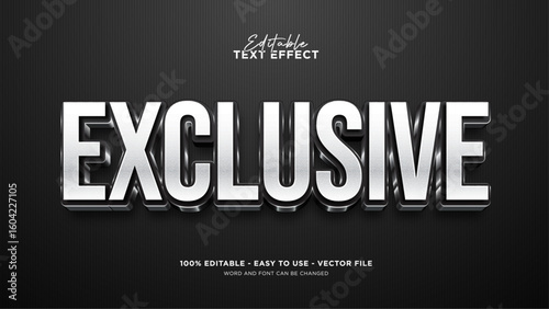 Editable exclusive 3d text effect, silver text effect template