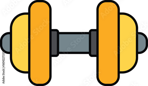 Yellow orange dumbbell weight illustration
