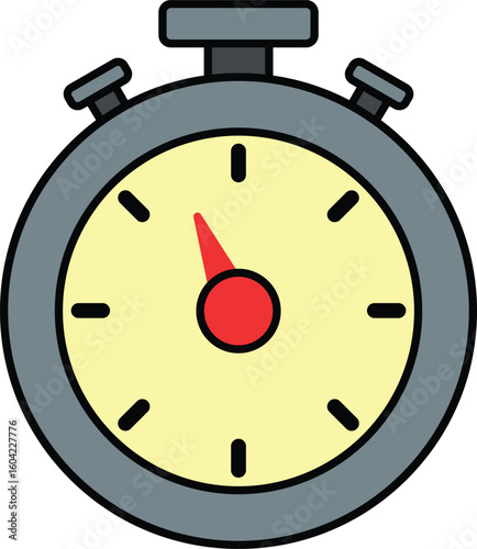Stopwatch icon with red needle illustration