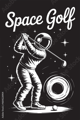 Space Golf Astronaut Illustration