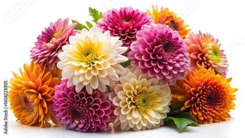 A beautiful and colorful arrangement of fresh cut chrysanthemums in full bloom
