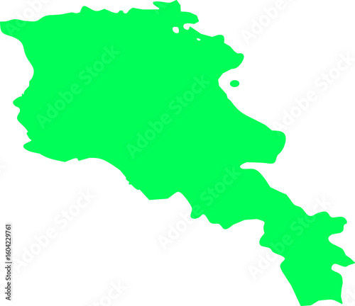 Green silhouette of Armenia map on a white background. Clean vector illustration ideal for educational use, geographic designs, infographics, and political or cultural materials.