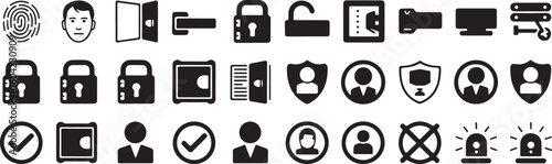 Collection of security and access icons for digital and physical safety
