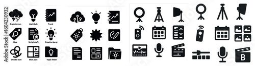 Creative business silhouette icons set – solid, filled, innovation symbols