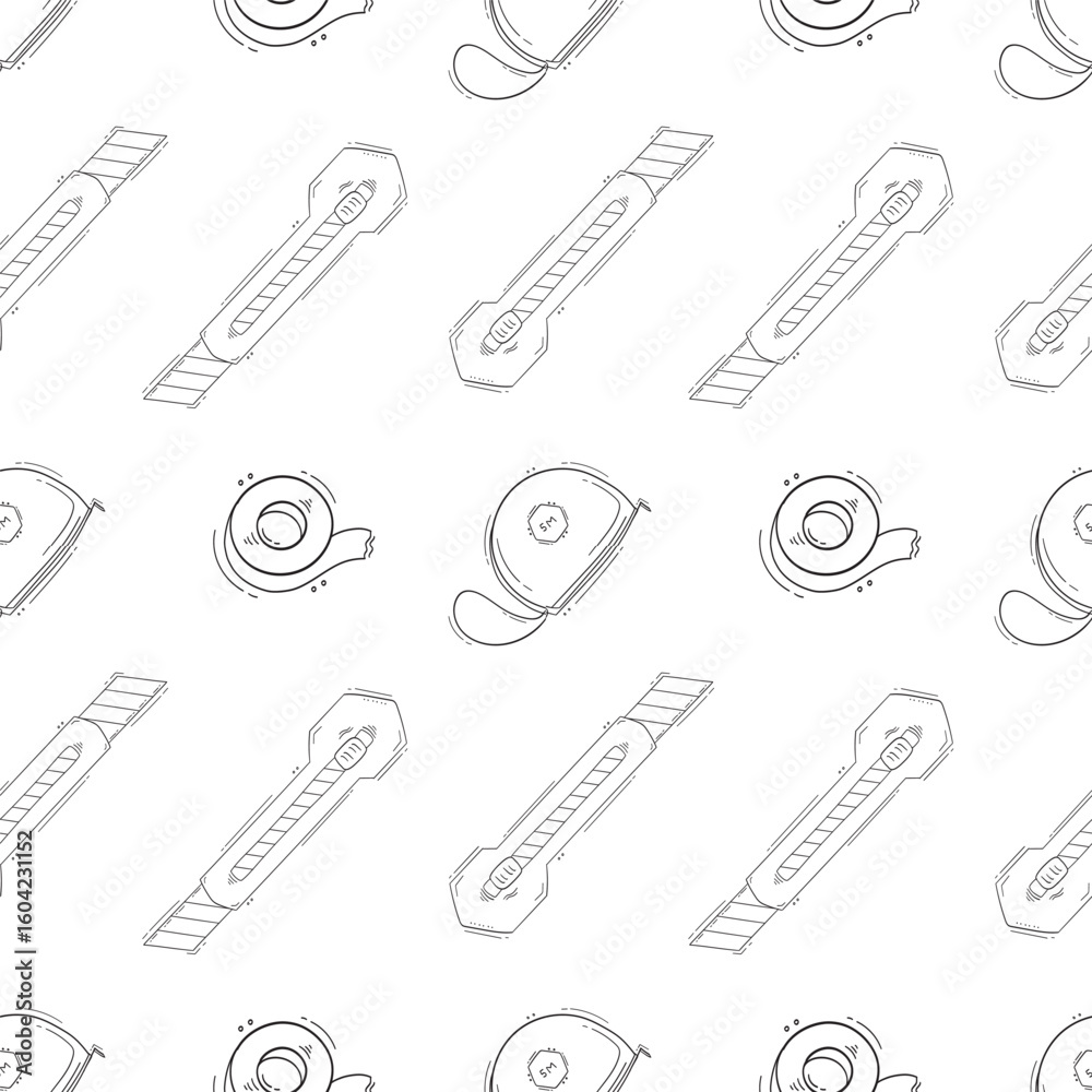 Obraz premium doodle construction seamless pattern. construction tool background