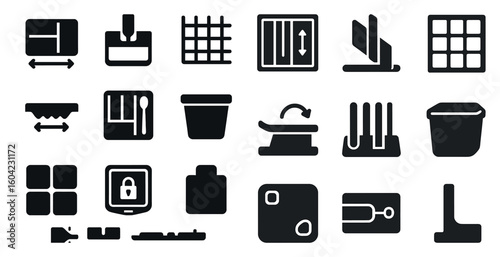 Construction and tools icons set – solid, filled, building and repair symbols