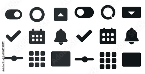 User interface solid icons set – flat, filled, app and dashboard design symbols