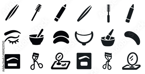 Beauty and makeup filled icons set – solid, cosmetic, spa and self-care symbols