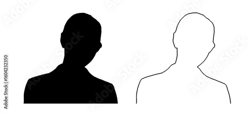 a black and white outline of a man and a woman black, head, man, outline, person, silhouette, woman 