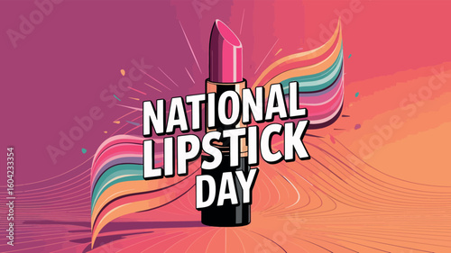 National Lipstick Day Pink Lipstick Celebration Design