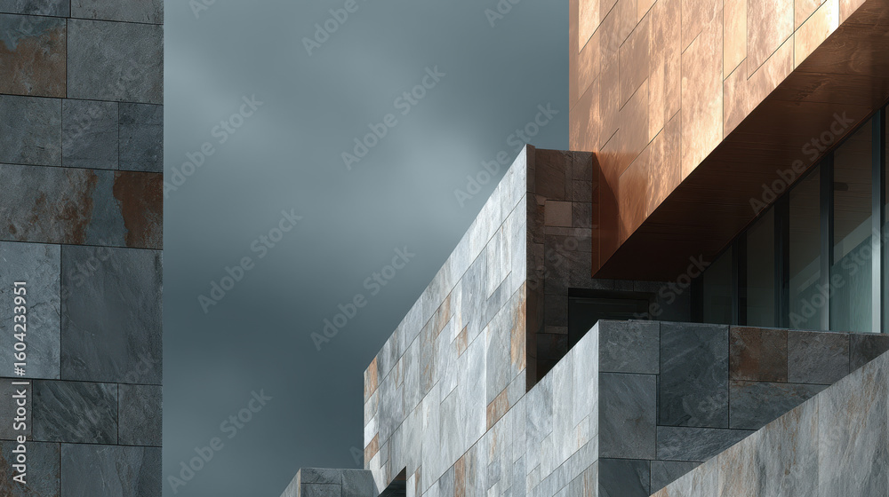 Fototapeta premium modern architectural facades without people showcasing public buildings with interesting concept