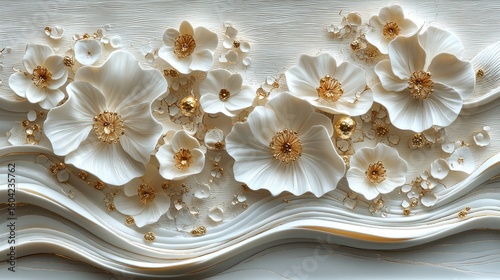 Creamy floral design with gold accents