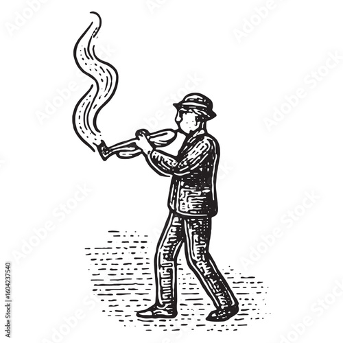 Vintage Jazz Musician Illustration - Black and White Music Performer Art