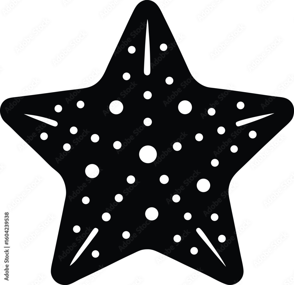Obraz premium Black starfish christmas cookie silhouette vector graphic