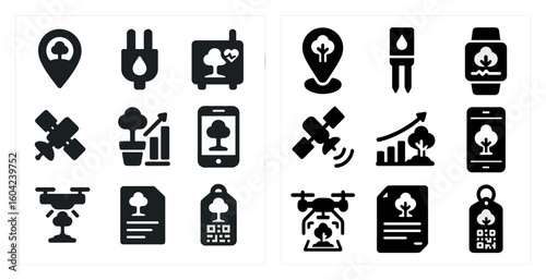 Ecology and nature solid icons set – filled, sustainability, eco-friendly symbols