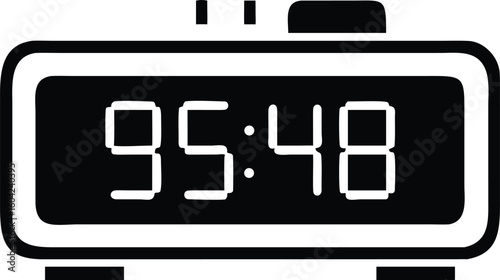 Simple Black and White Digital Alarm Clock Displaying Incorrect Time of 9548