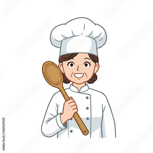A chef holding a wooden spoon, ready to create a culinary masterpiece.