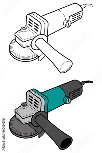 電動ディスクグラインダー［カラー＆線画］