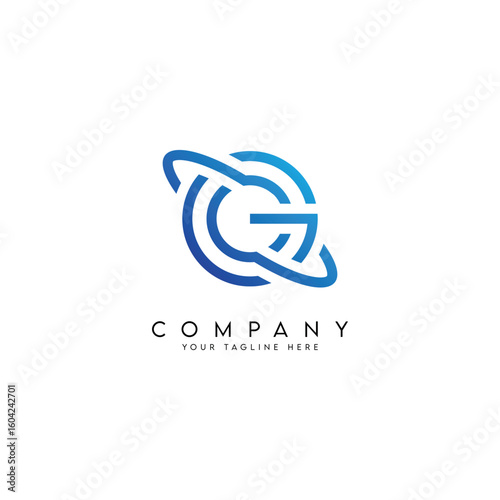 Letter CG GC logo design with orbit ring planet style vector icon.