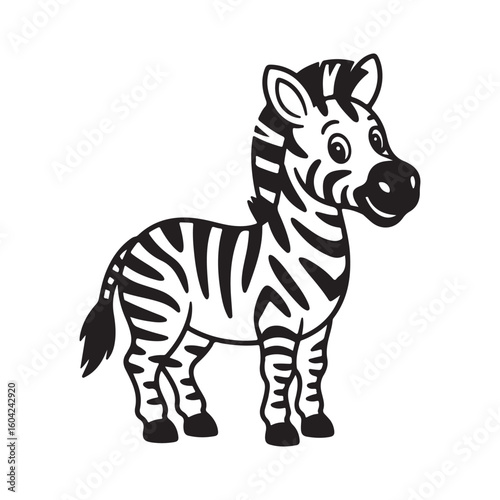 Cartoon Zebra Illustration Capturing Playfulness and Whimsy A Charming Animal Character Design on White Background