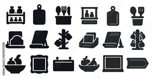 Kitchen and cooking silhouette icons set – solid, filled, culinary and home symbols