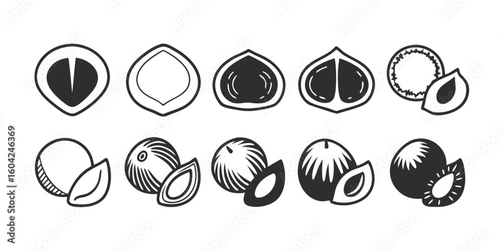 Fototapeta premium Set of 10 coconut icons vector