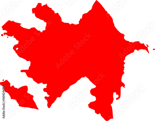 Red silhouette map of Azerbaijan on a white background. High-quality vector illustration ideal for educational content, geographic infographics, and political or cultural designs.