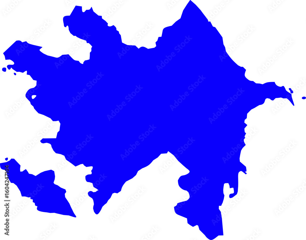 Fototapeta premium Blue silhouette map of Azerbaijan on a white background. High-quality vector illustration ideal for educational content, geographic infographics, and political or cultural designs.