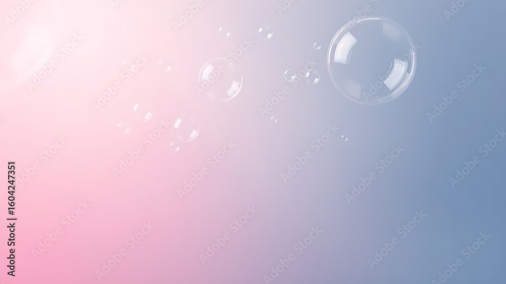 Obraz premium Abstract thought bubbles float against gradient background, representing creative ideas in minimalist style.