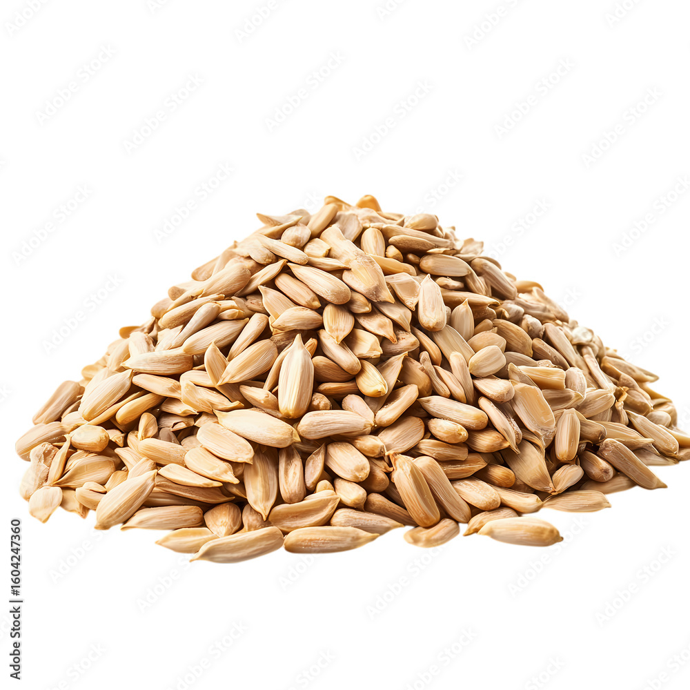 Obraz premium Shelled sunflower seeds isolated on transparent background