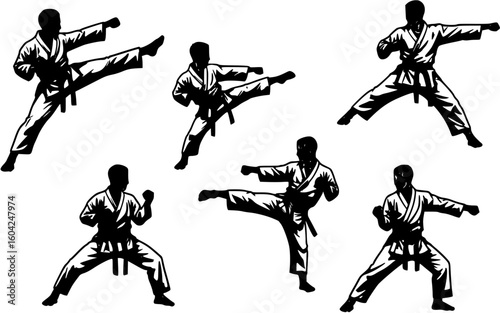 vector icons of karate fighters for engraving or laser cutting