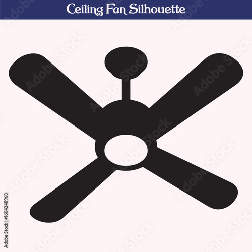 Silhouette of Ceiling Fan with Four Blades