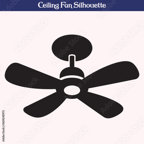 Silhouette of Ceiling Fan with Four Blades