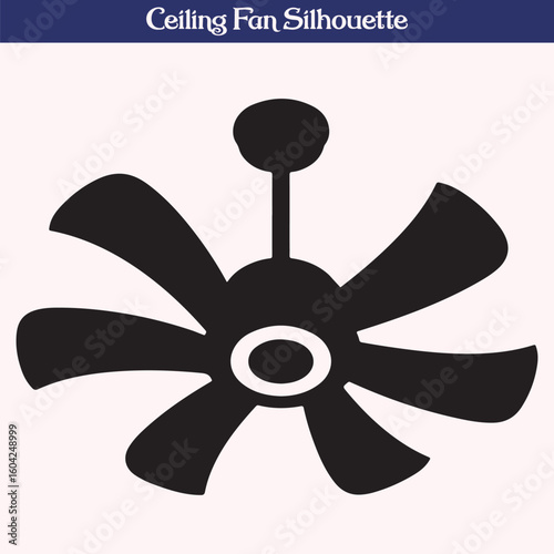 Silhouette of Ceiling Fan with Six Blades

