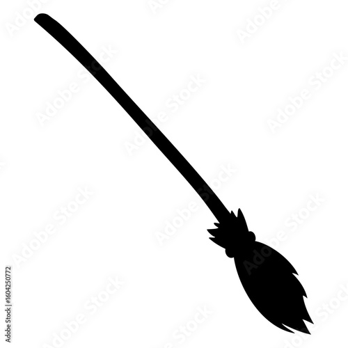 Icono con silueta de escoba de bruja para su uso en felicitaciones y tarjetas de Halloween